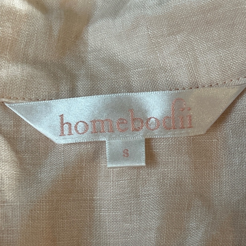 Homebodii Beach Bohemian Cottage Core Washed Linen Boxy Top Button Front - Picture 5 of 5